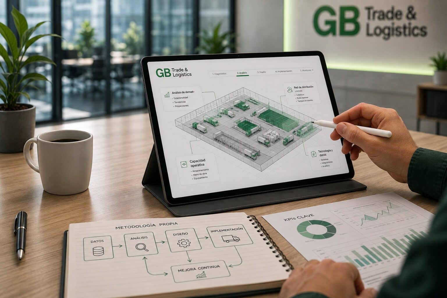 Tablero de análisis de GB Trade & Logistics: red de distribución, capacidad operativa e indicadores